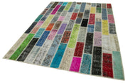 Kırk Yama Gri Patchwork Pamuk Yün El Dokuma Halısı 179x241 Agacan