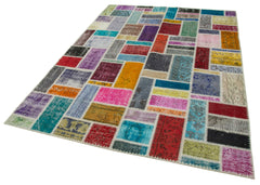 Kırk Yama Gri Patchwork Pamuk Yün El Dokuma Halısı 175x239 Agacan