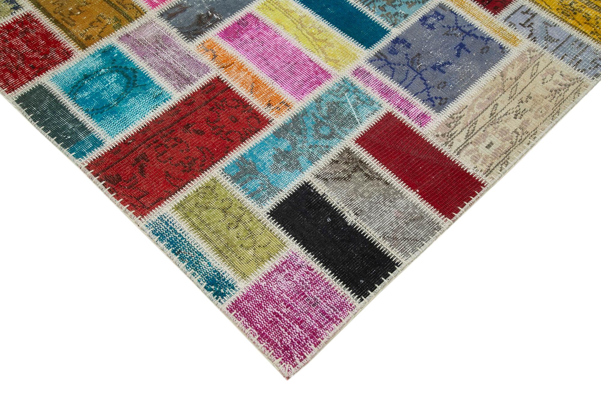 Kırk Yama Gri Patchwork Pamuk Yün El Dokuma Halısı 175x239 Agacan