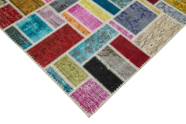 Kırk Yama Gri Patchwork Pamuk Yün El Dokuma Halısı 175x239 Agacan