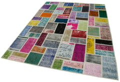Kırk Yama Gri Patchwork Pamuk Yün El Dokuma Halısı 173x239 Agacan