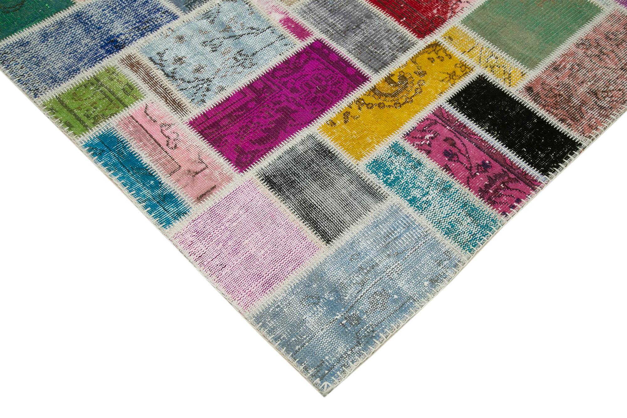 Kırk Yama Gri Patchwork Pamuk Yün El Dokuma Halısı 173x239 Agacan