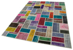 Kırk Yama Gri Patchwork Pamuk Yün El Dokuma Halısı 173x238 Agacan
