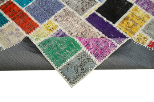 Kırk Yama Gri Patchwork Pamuk Yün El Dokuma Halısı 173x238 Agacan