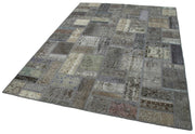 Kırk Yama Gri Patchwork Pamuk Yün El Dokuma Halısı 175x239 Agacan