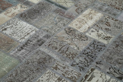 Kırk Yama Gri Patchwork Pamuk Yün El Dokuma Halısı 175x239 Agacan