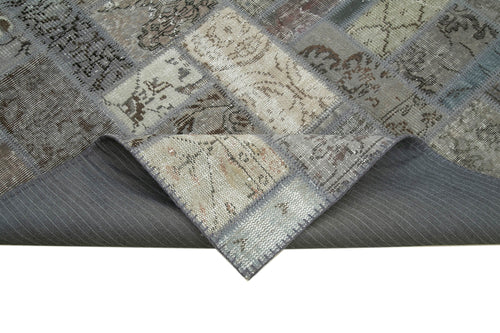 Kırk Yama Gri Patchwork Pamuk Yün El Dokuma Halısı 175x239 Agacan