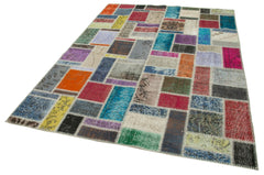 Kırk Yama Gri Patchwork Pamuk Yün El Dokuma Halısı 172x238 Agacan