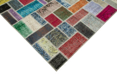 Kırk Yama Gri Patchwork Pamuk Yün El Dokuma Halısı 172x238 Agacan
