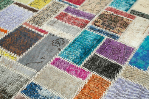 Kırk Yama Gri Patchwork Pamuk Yün El Dokuma Halısı 172x238 Agacan