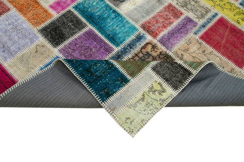 Kırk Yama Gri Patchwork Pamuk Yün El Dokuma Halısı 172x238 Agacan