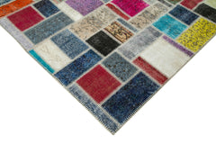Kırk Yama Gri Patchwork Pamuk Yün El Dokuma Halısı 173x245 Agacan