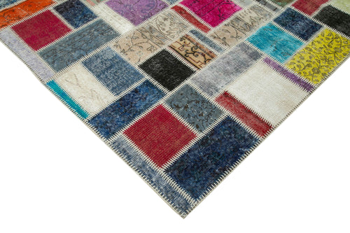 Kırk Yama Gri Patchwork Pamuk Yün El Dokuma Halısı 173x245 Agacan