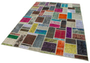 Kırk Yama Gri Patchwork Pamuk Yün El Dokuma Halısı 175x245 Agacan