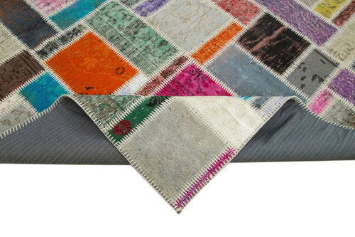 Kırk Yama Gri Patchwork Pamuk Yün El Dokuma Halısı 175x245 Agacan