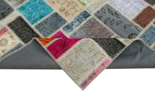 Kırk Yama Gri Patchwork Pamuk Yün El Dokuma Halısı 174x244 Agacan