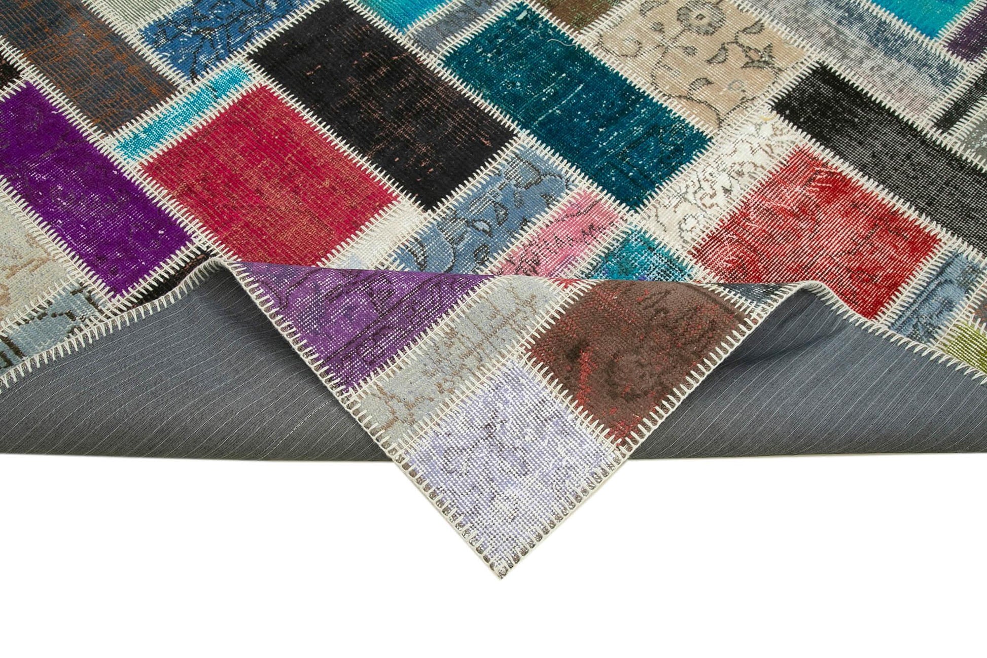 Kırk Yama Gri Patchwork Pamuk Yün El Dokuma Halısı 173x236 Agacan