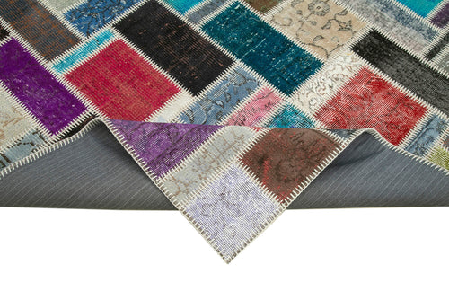 Kırk Yama Gri Patchwork Pamuk Yün El Dokuma Halısı 173x236 Agacan