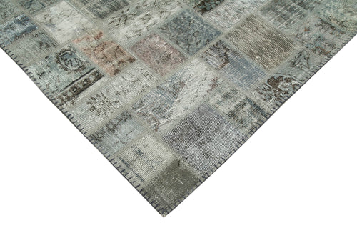 Kırk Yama Gri Patchwork Pamuk Yün El Dokuma Halısı 172x237 Agacan