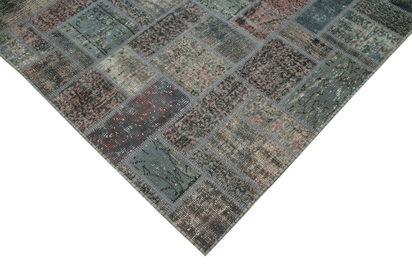 Kırk Yama Gri Patchwork Pamuk Yün El Dokuma Halısı 171x238 Agacan