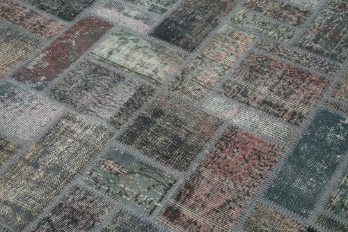 Kırk Yama Gri Patchwork Pamuk Yün El Dokuma Halısı 171x238 Agacan