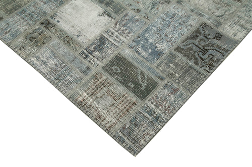 Kırk Yama Gri Patchwork Pamuk Yün El Dokuma Halısı 171x238 Agacan