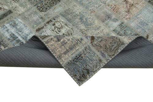 Kırk Yama Gri Patchwork Pamuk Yün El Dokuma Halısı 171x238 Agacan