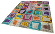 Kırk Yama Gri Patchwork Pamuk Yün El Dokuma Halısı 193x236 Agacan