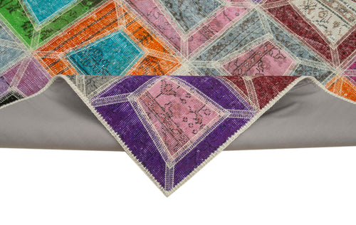 Kırk Yama Gri Patchwork Pamuk Yün El Dokuma Halısı 193x236 Agacan