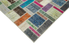 Kırk Yama Gri Patchwork Pamuk Yün El Dokuma Halısı 175x254 Agacan