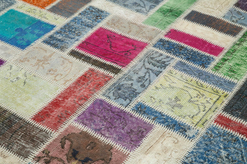 Kırk Yama Gri Patchwork Pamuk Yün El Dokuma Halısı 175x254 Agacan