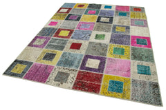 Kırk Yama Gri Patchwork Pamuk Yün El Dokuma Halısı 179x236 Agacan