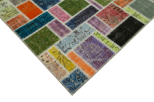 Kırk Yama Gri Patchwork Pamuk Yün El Dokuma Halısı 164x255 Agacan