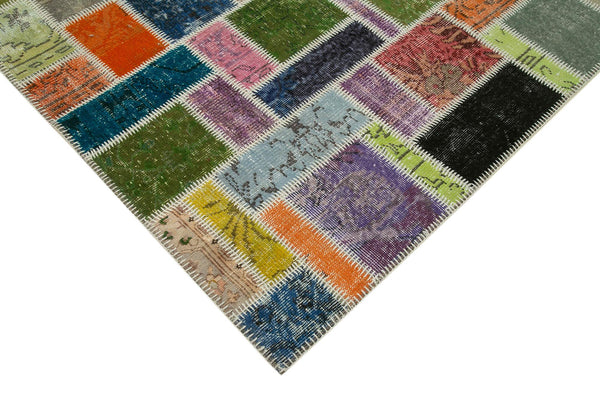 Kırk Yama Gri Patchwork Pamuk Yün El Dokuma Halısı 164x255 Agacan