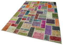 Kırk Yama Gri Patchwork Pamuk Yün El Dokuma Halısı 175x254 Agacan