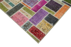 Kırk Yama Gri Patchwork Pamuk Yün El Dokuma Halısı 175x254 Agacan