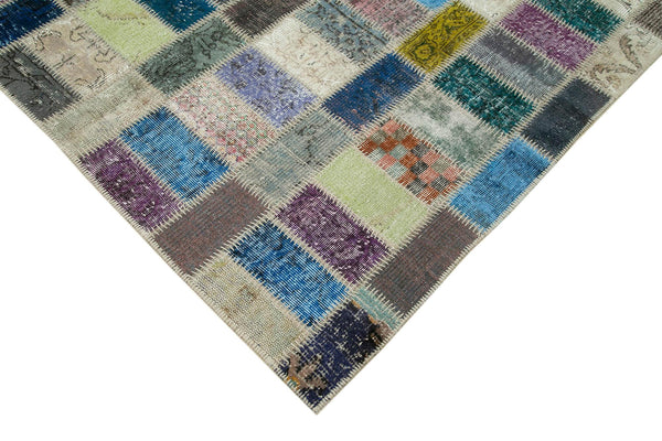 Kırk Yama Gri Patchwork Pamuk Yün El Dokuma Halısı 170x236 Agacan