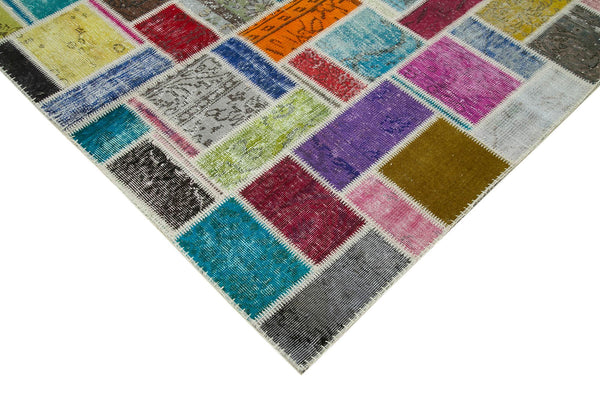 Kırk Yama Gri Patchwork Pamuk Yün El Dokuma Halısı 176x236 Agacan
