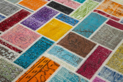 Kırk Yama Gri Patchwork Pamuk Yün El Dokuma Halısı 176x236 Agacan