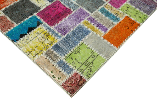 Kırk Yama Gri Patchwork Pamuk Yün El Dokuma Halısı 167x250 Agacan