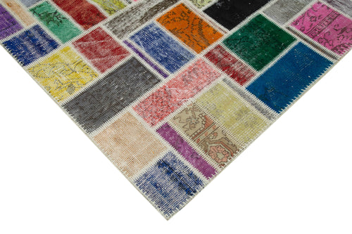 Kırk Yama Gri Patchwork Pamuk Yün El Dokuma Halısı 173x239 Agacan