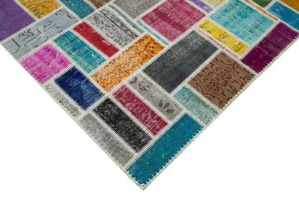 Kırk Yama Gri Patchwork Pamuk Yün El Dokuma Halısı 174x237 Agacan