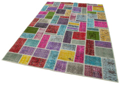 Kırk Yama Gri Patchwork Pamuk Yün El Dokuma Halısı 166x250 Agacan