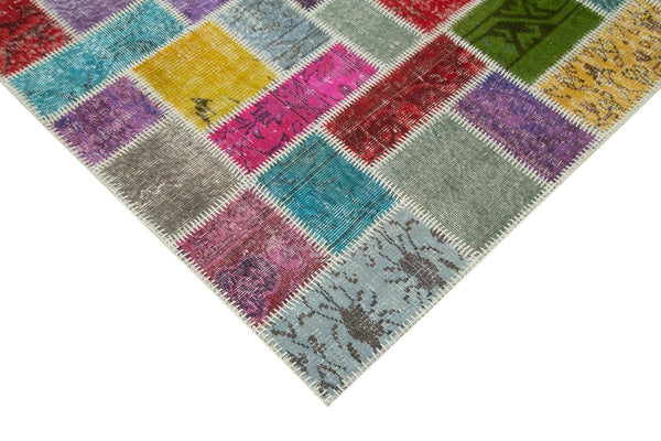 Kırk Yama Gri Patchwork Pamuk Yün El Dokuma Halısı 166x250 Agacan