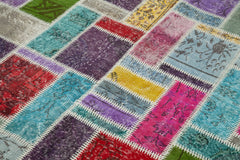 Kırk Yama Gri Patchwork Pamuk Yün El Dokuma Halısı 166x250 Agacan