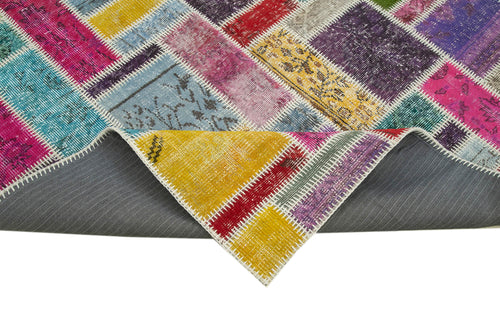 Kırk Yama Gri Patchwork Pamuk Yün El Dokuma Halısı 166x250 Agacan