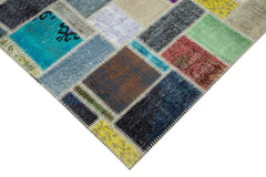 Kırk Yama Gri Patchwork Pamuk Yün El Dokuma Halısı 176x247 Agacan