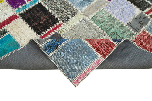 Kırk Yama Gri Patchwork Pamuk Yün El Dokuma Halısı 176x247 Agacan