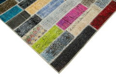 Kırk Yama Gri Patchwork Pamuk Yün El Dokuma Halısı 182x242 Agacan