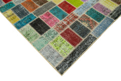 Kırk Yama Gri Patchwork Pamuk Yün El Dokuma Halısı 175x242 Agacan